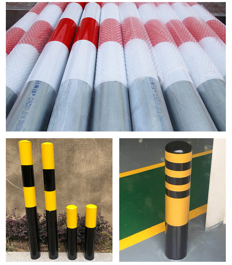 钢管警示柱红白道路交通防撞柱道口桩停车桩隔离柱防撞杆铁立柱黄黑