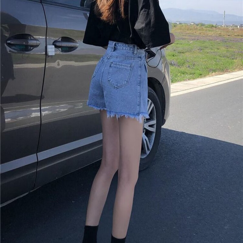 半身裙夏季裙子女2022新款牛仔短裙女夏学生假两件高腰a字半身裙韩版