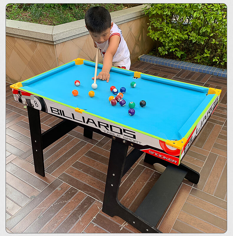儿童台球桌标准儿童大号台球家用桌球台玩具可折叠 加大号蓝色版