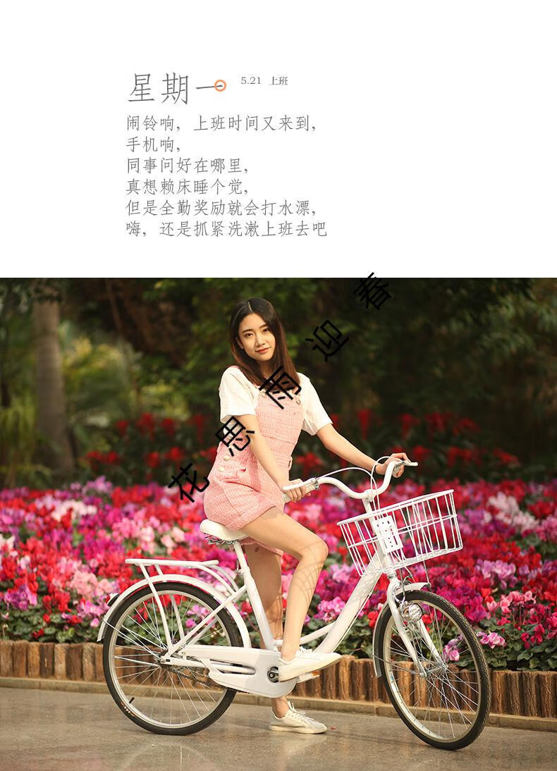 自行车可带人 自行车女式成年超轻便大学生初中生男上班代步复古淑