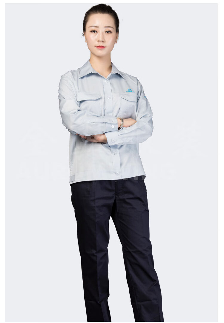 中国航发工作服夏款工服普通男女款夏长袖套装夏短袖套装 浅灰色 男女