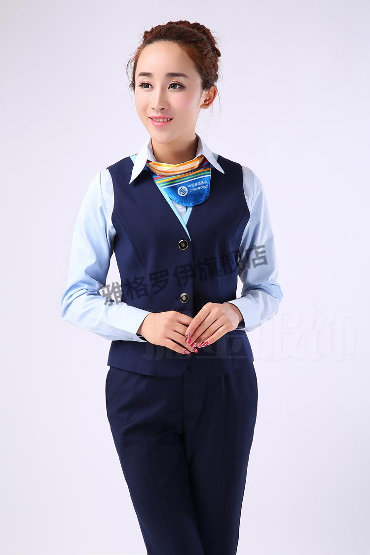 移动工作服秋职业女裤套装中国移动公司营业厅工装制服外套浅蓝色移动
