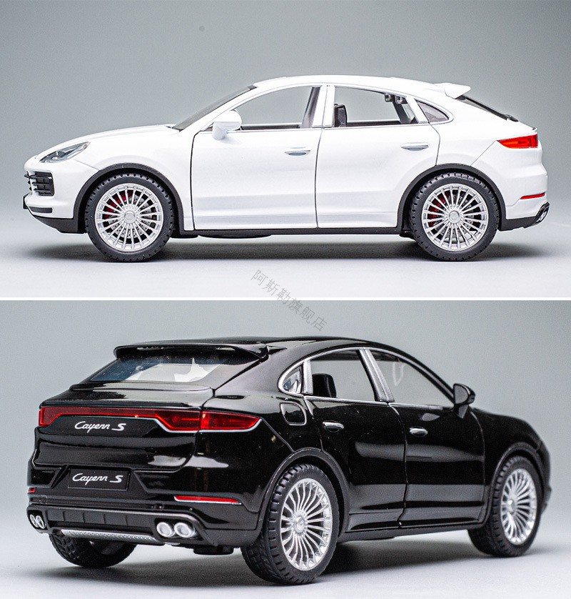 建元合金车模新豪迪仿真124保时捷卡宴带回力汽车模型摆件玩具车橙色