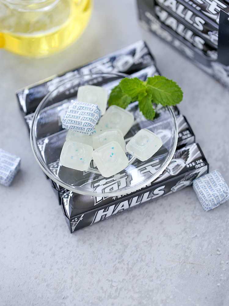 5折 美国halls荷氏薄荷糖 午夜风暴薄荷糖20条泰国产特强薄荷开车备考