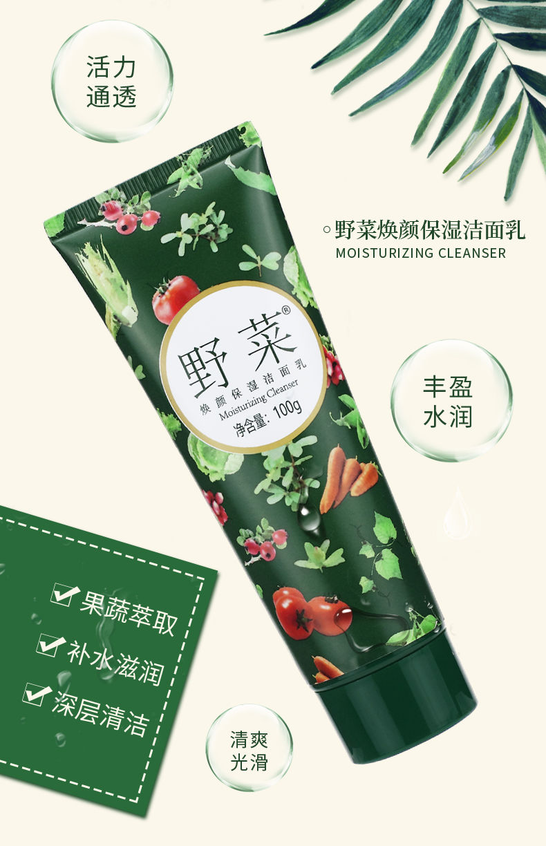 野菜洗面奶烟酰胺玻尿酸氨基酸配方洗面奶男女通同horec 100g装【图片