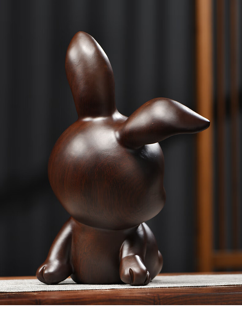 黛安缇木雕摆件小兔子实木头雕刻动物生肖可爱女孩生日礼品桌面办公