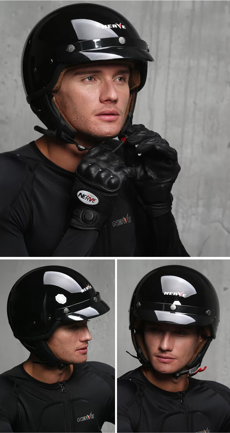 2020新款 涅夫凯夫拉纤维摩托车头盔半盔双镜片夏季电动车半覆式男女