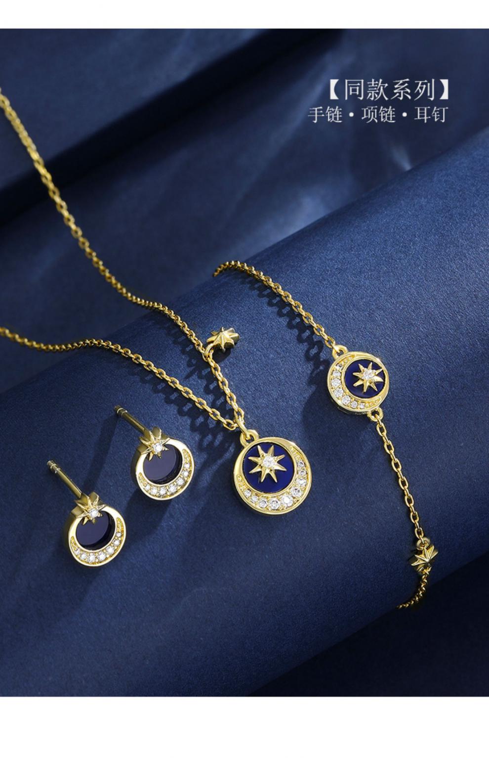 纪思梵高端珠宝品牌蓝色八芒星项链小众设计星空简约银吊坠送女友520