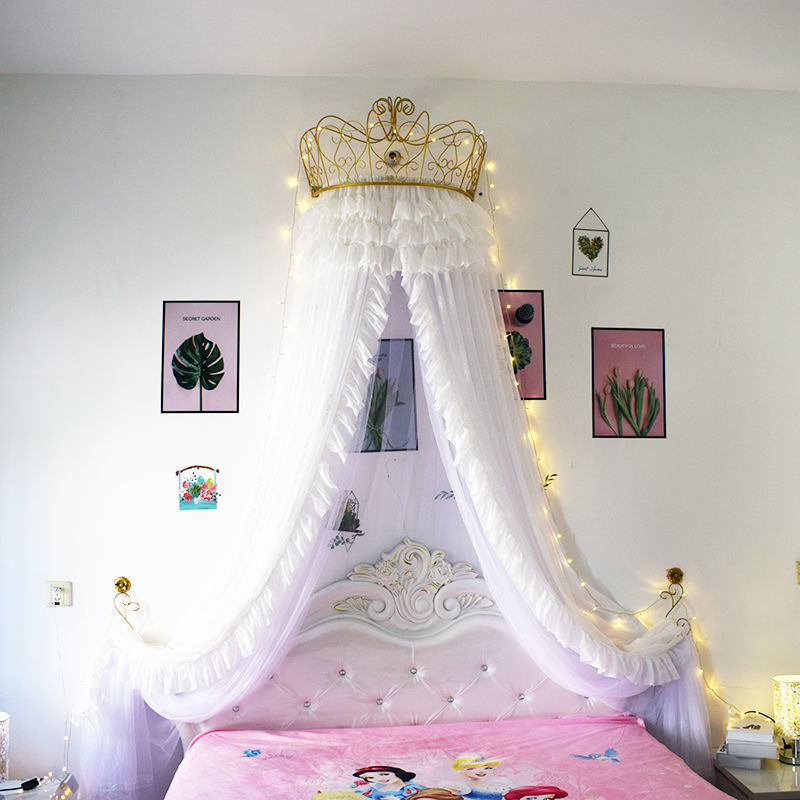 床幔床头帘宫廷女孩公主房装饰帘韩式蚊帐床帘欧式纱帘皇冠架婚庆清新