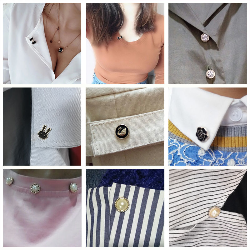 暗扣隐形女韩版衬衣珍珠胸针钉扣衬衫装饰衣服纽扣森女系随机混装10个