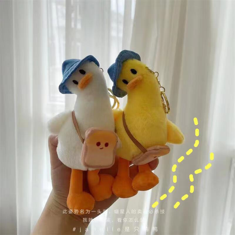 闺蜜送朋友同学好看可爱的生日礼 背包款-歪头鸭子挂件(黄色)【图片
