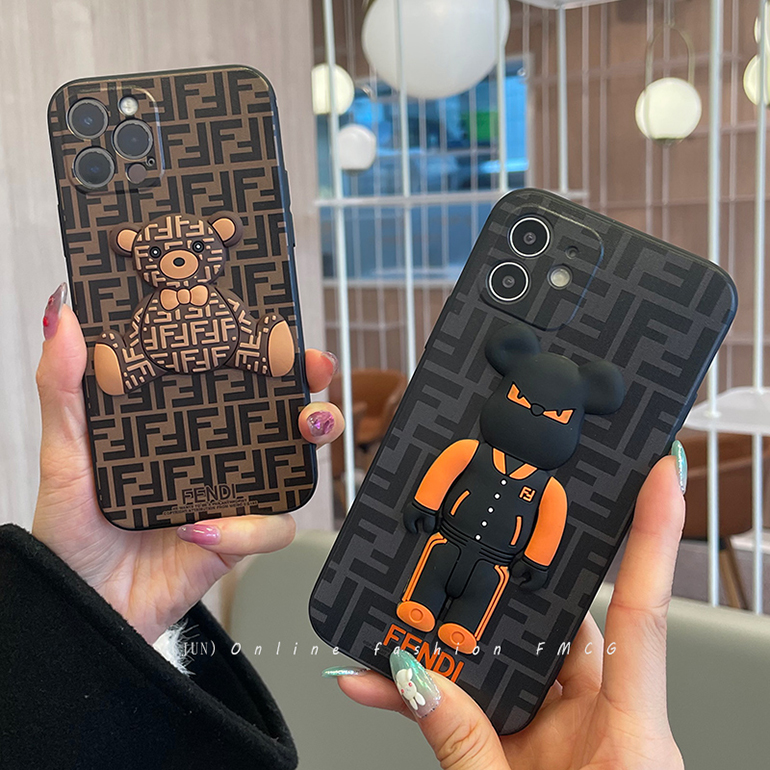 芬迪手机壳苹果潮牌芬迪小熊适用苹果13promax手机壳iphone12防摔硅胶