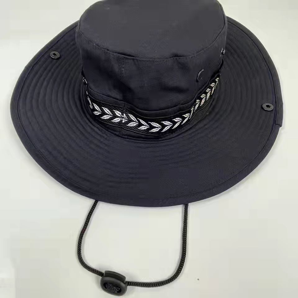 渔夫帽男夏季公发带徽奔尼圆边帽夏季网眼作训帽麦穗钓鱼遮阳帽工作特