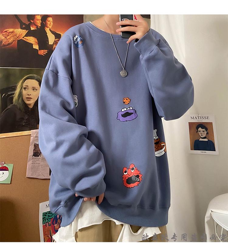 青春时尚青少年帅气港风秋季新款大码卫衣可爱卡通印花男生休闲衣服