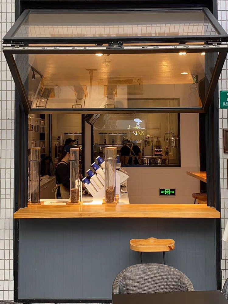 上下推拉窗 折叠窗上推拉窗上下折叠窗任意随停提升窗奶茶店外卖咖啡