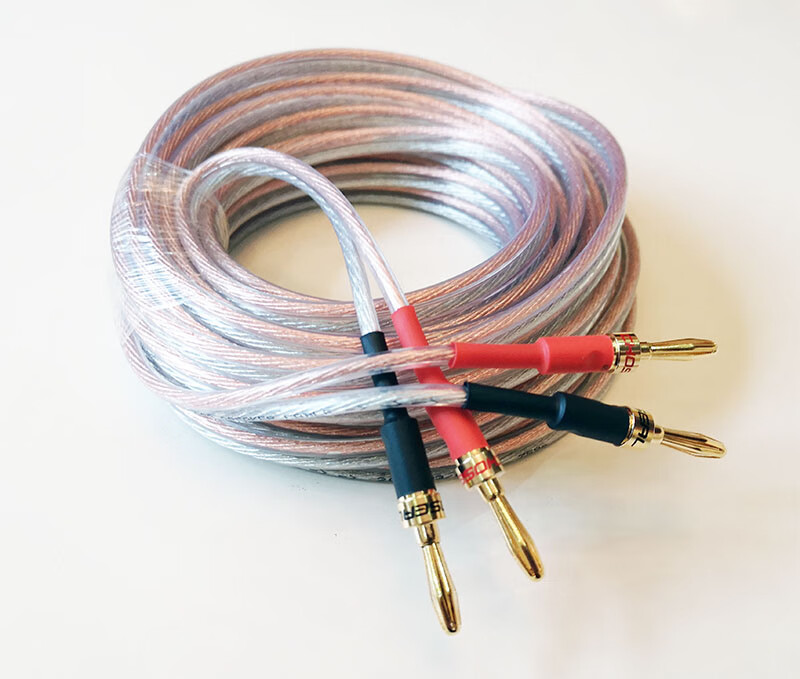 香蕉头y插音箱线两双带线头mk200主副音响高保真喇叭前置环绕线功放