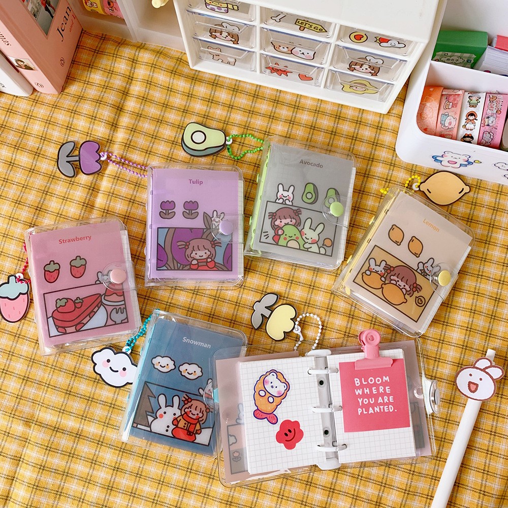 少女心迷你手帐本透明活页本子韩国创意可爱卡携口袋本记事本 绿色
