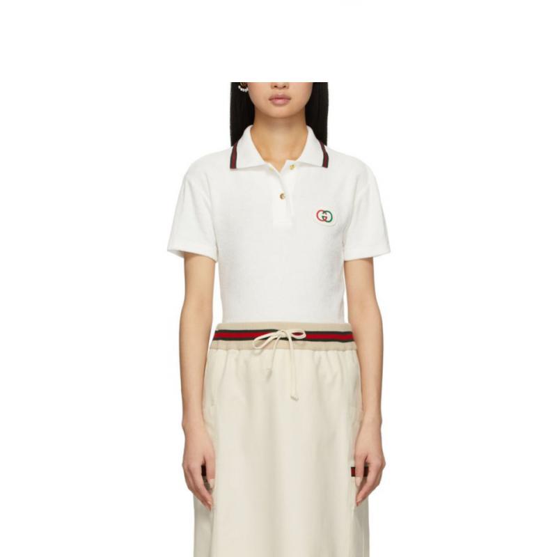 gucci古驰polo衫女士白色毛圈布 polo 衫代购 图片色0 m