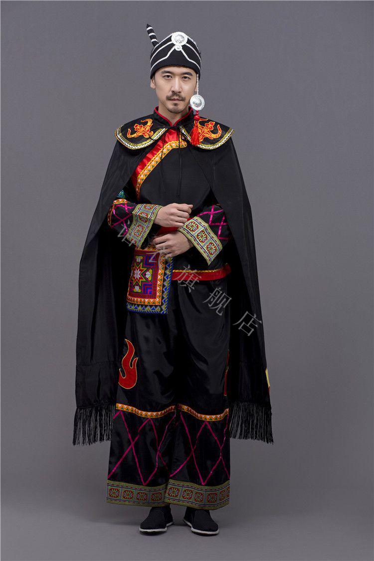 话衣新款彝族盛装服装男装凉山舞蹈服装石林火把节演出服擦尔瓦披红色