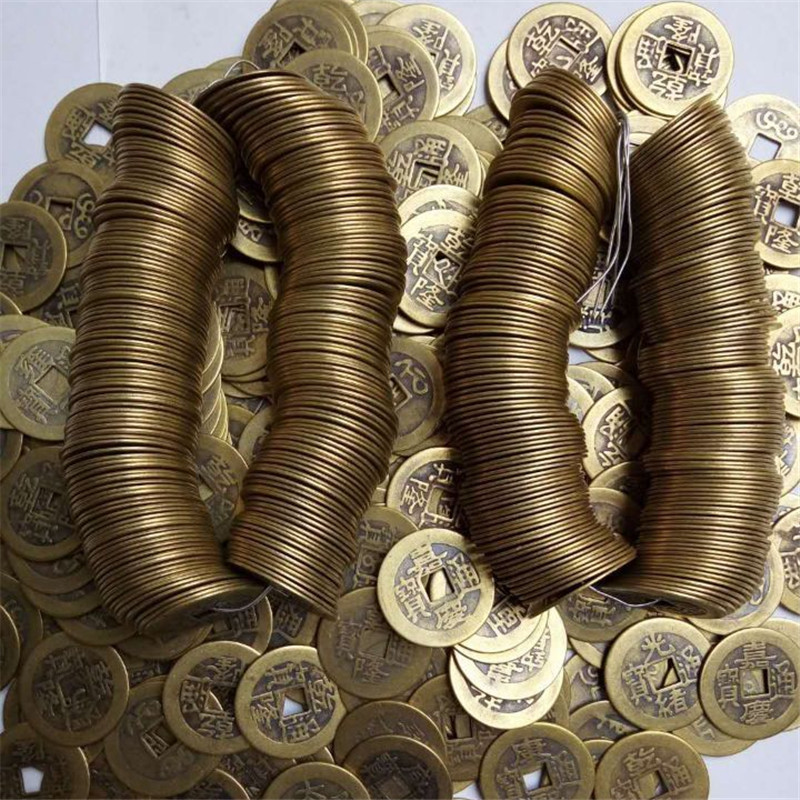 铜钱风水进宝纯铜五帝钱仿真品古币铜钱纯铜十帝钱 精品铜2.4cm康熙