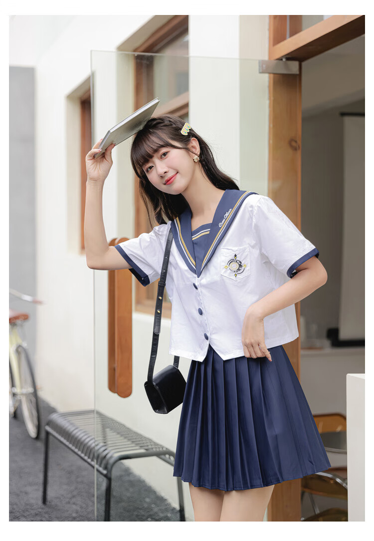 兔系jk制服套装正品全套实拍学生纯棉jk裙显瘦水手服制服短袖百褶裙