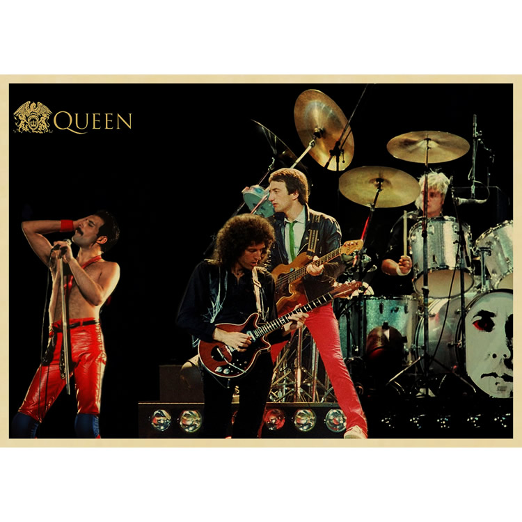 皇后乐队海报 queen 牛皮纸复古装饰画 摇滚音乐 怀旧 欧美人物画