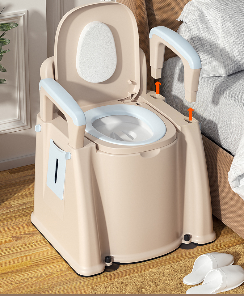 移动马桶老人室内便携式家用成人卧室坐便椅加高老年人孕妇坐便器硬座