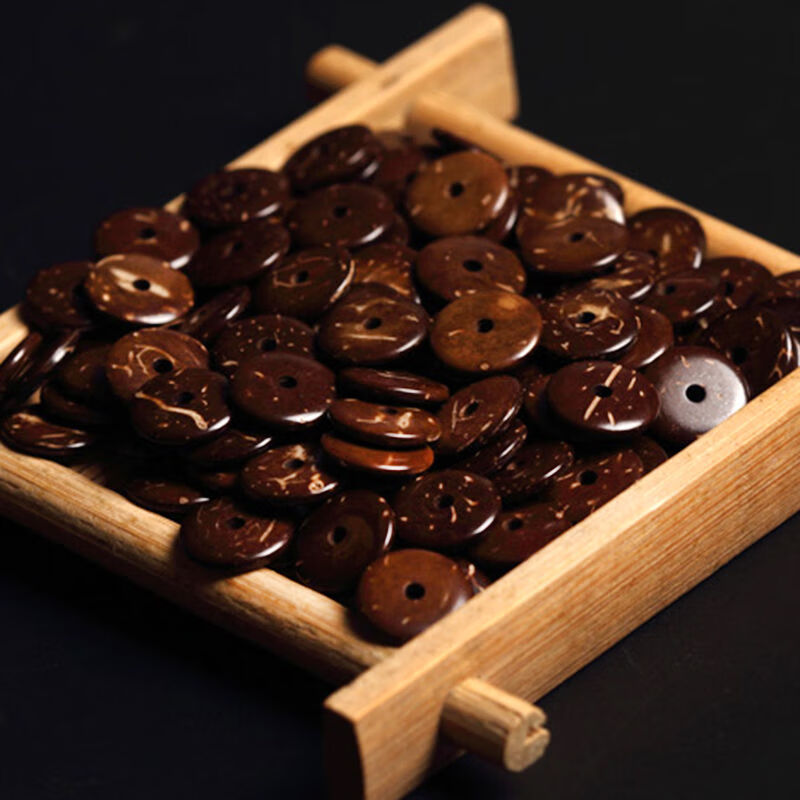 七夕情人节精品天然椰壳隔片椰壳佛珠手串隔片原色棕色椰壳110330片