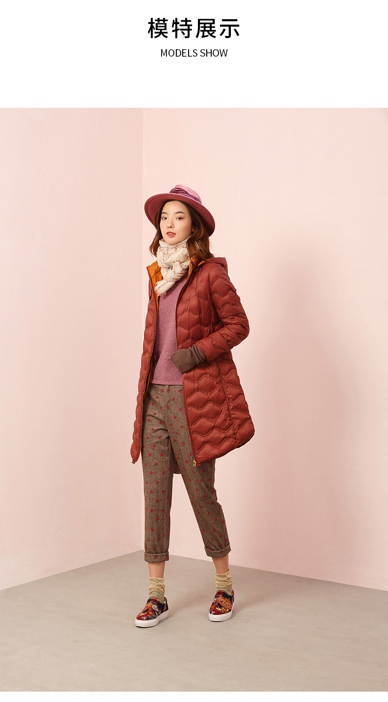 渔牌羽绒服女白鸭绒中长款过膝2020年新款轻薄款羽绒外套黑16080as