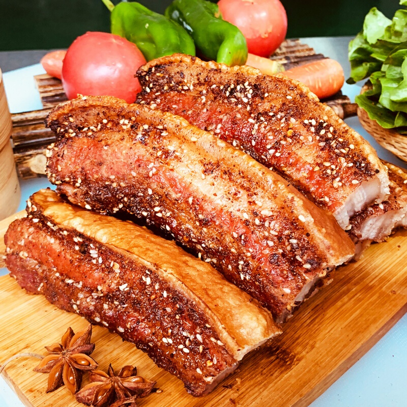 五花肉脆皮烤肉零食即食肉类熟食小吃地方特产烤乳猪肉脂渣100g后腿肉