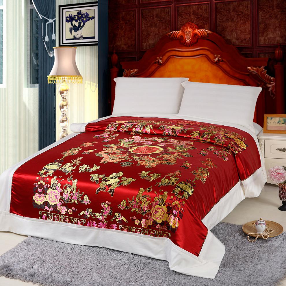 杭州丝绸缎子被套杭州传统织锦缎软缎绸缎面被面子婚庆龙凤百子结婚