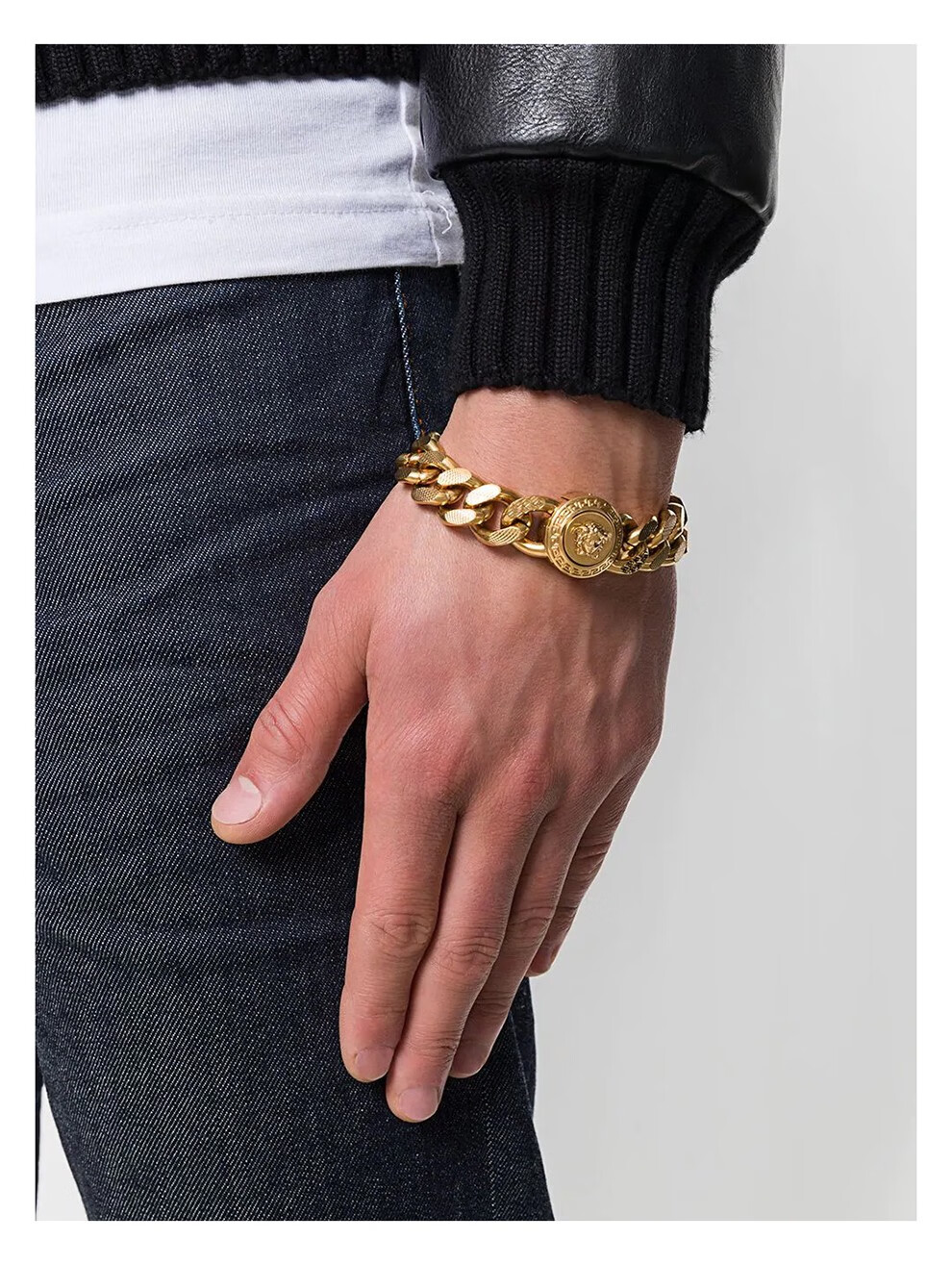 versace 范思哲 男女通用新款美杜莎头像金属编织手链 金色dg06996 dj