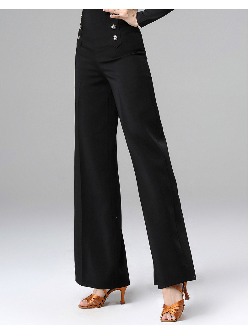 拉丁舞蹈裤新款女高腰摩登舞裤成人交谊舞阔腿裤国标跳舞裤练功服