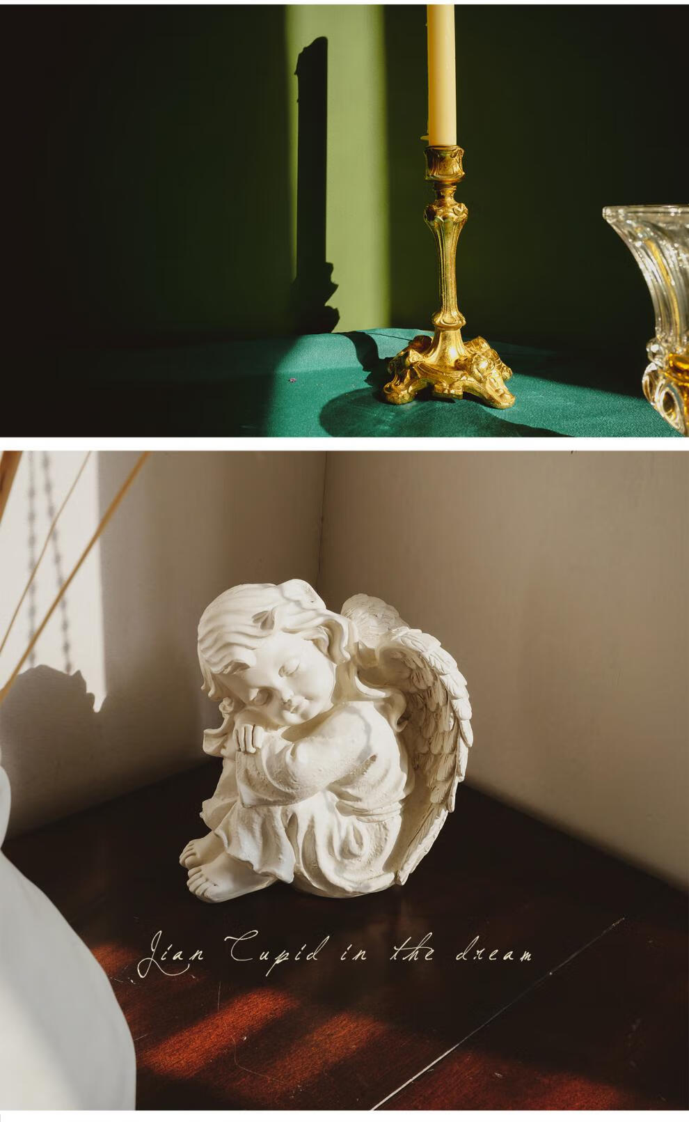 时光旧巷法式小天使欧式复古雕塑北欧客厅卧室摆件花园装饰品胖丘比特