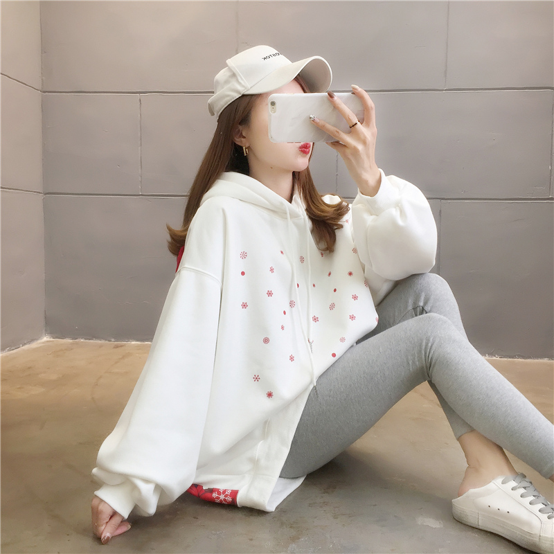 韩版宽松可爱外套冬季连帽卫衣女加绒加厚女生冬天少女秋冬装衣服16