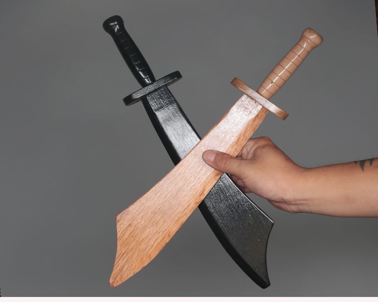 竹剑儿童玩具刀剑木质剑实木头剑木刀男孩迷你款小弯大刀 刀 剑 2把