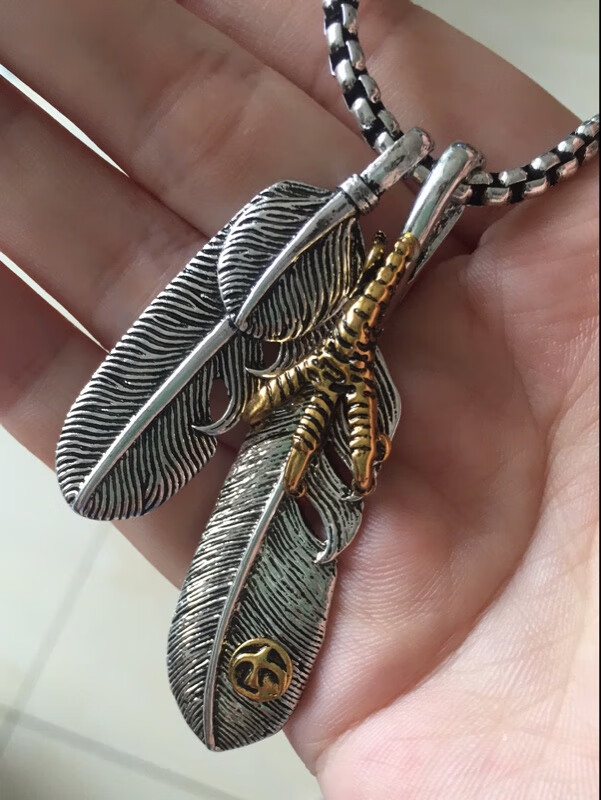 高桥吾郎羽毛项链 海外高桥吾郎925男女款项链goros羽毛吊坠长项链