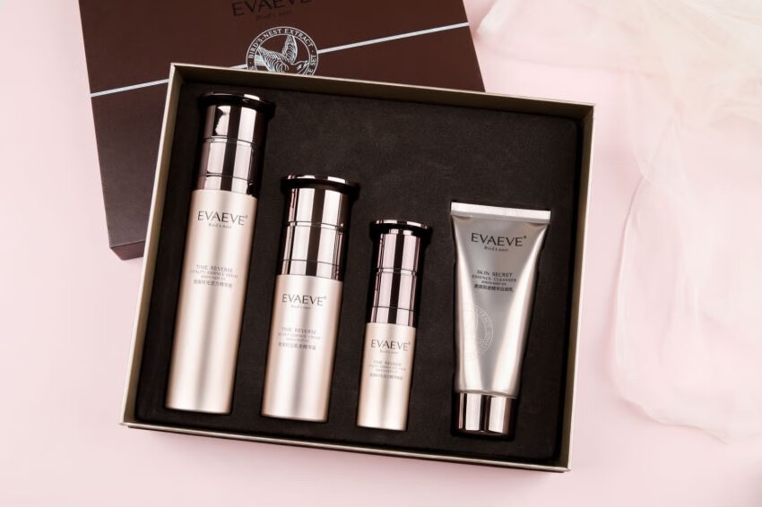 evaeve臻真美燕窝肌密精华套盒提拉紧致面部美美阳光四件套茵芭草绿色