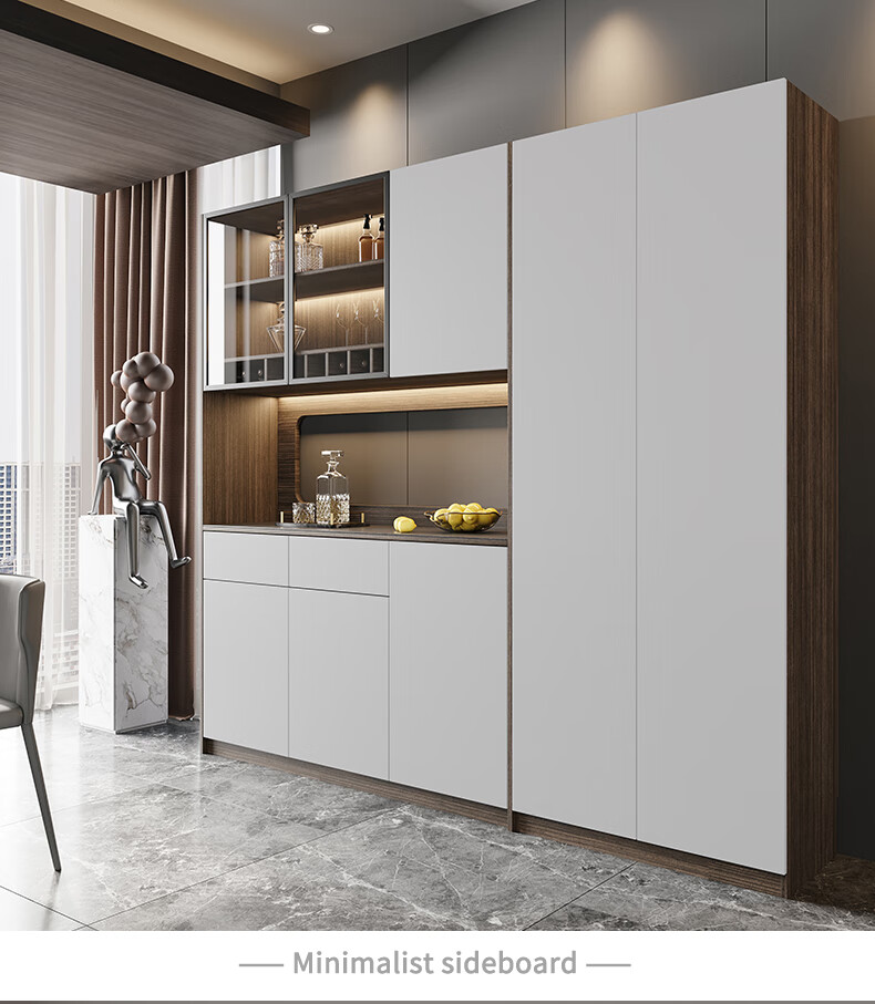 餐边柜一体靠墙高柜岩板边柜客厅北欧极简储物柜轻奢现代简约酒柜12米