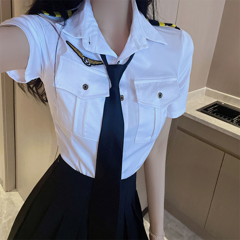 职业装女装套装夏季夏季学生jk制服套装短袖衬衫海军学院风女装空姐上