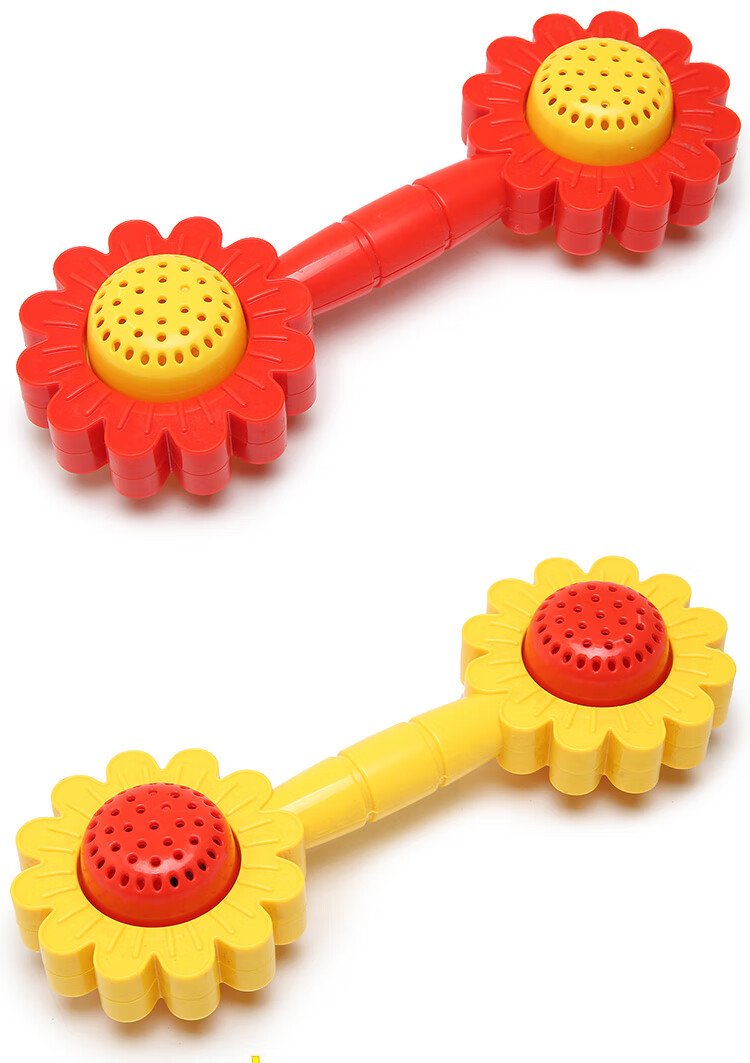 适用于定制向日葵有声哑铃宝宝花儿手摇铃小孩乐器玩具幼儿园儿童早操