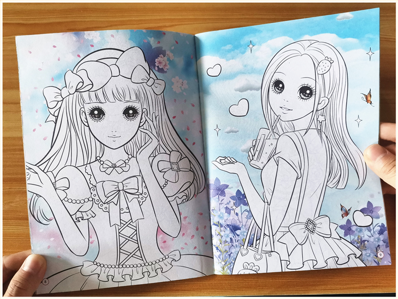 公主涂色秀幼儿园儿童手绘画画本美少女图画书小孩涂鸦古风填色本全套