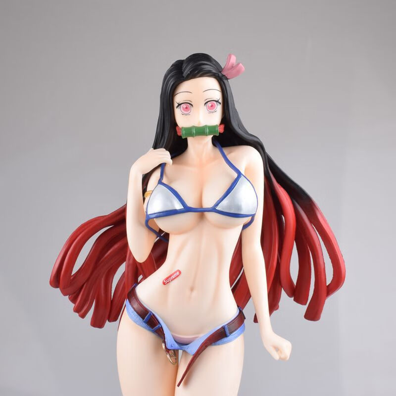 鬼灭之刃 潮流 潮牌泳装 灶门祢豆子 黑/蓝色 泳装站姿盒装美少女动漫