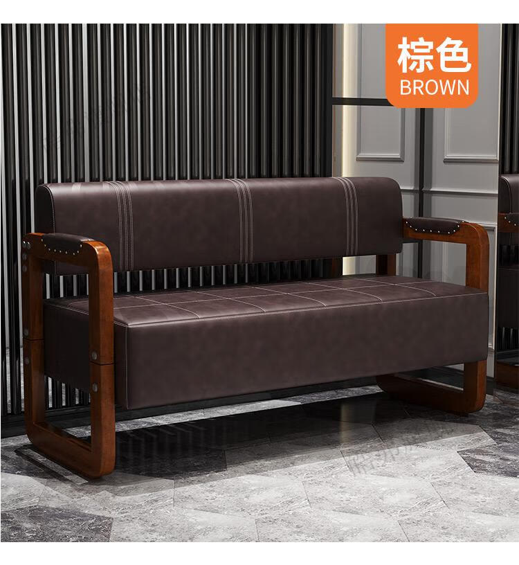 豹点理发店等候沙发理发店沙发等候椅复古长条小沙发休闲发廊美发店