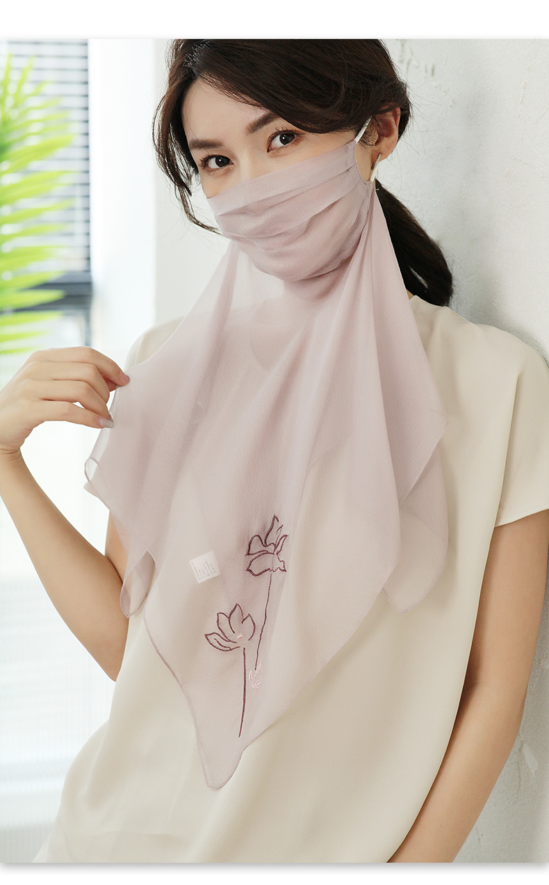 甄虹新品面纱古风晒面纱女脸罩风丝巾遮脸面罩汉服古风薄款纱巾彼岸花