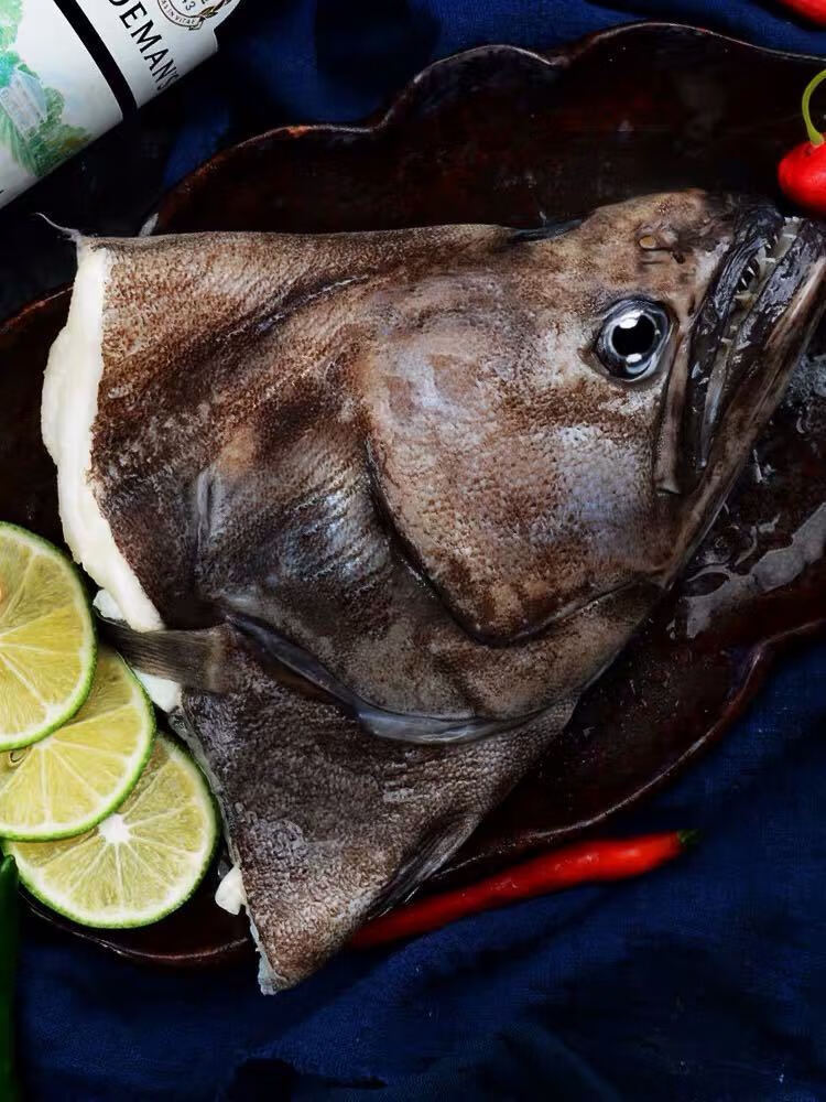 鸦片鱼头碟鱼头鲽鱼头国产海鲜深海活冻肉多冷库直发大号8两1斤买二囎