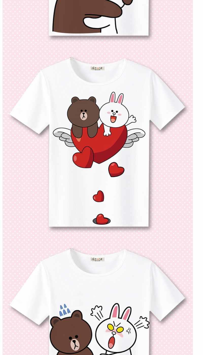 布朗熊可妮兔line friends情侣装夏季短袖t恤印花圆领学生衣服潮 0-1