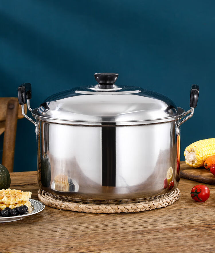 【现货速发】白钢锅 大锅大容量不锈钢锅加厚家用大容量炖锅煮面条煮