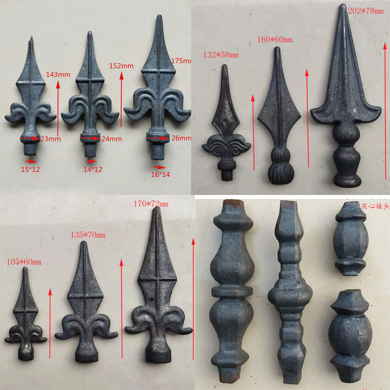 锋功 铁艺配件实心熟铁锻打尖头门围栏矛头枪尖可焊接非铸铁矛尖方管
