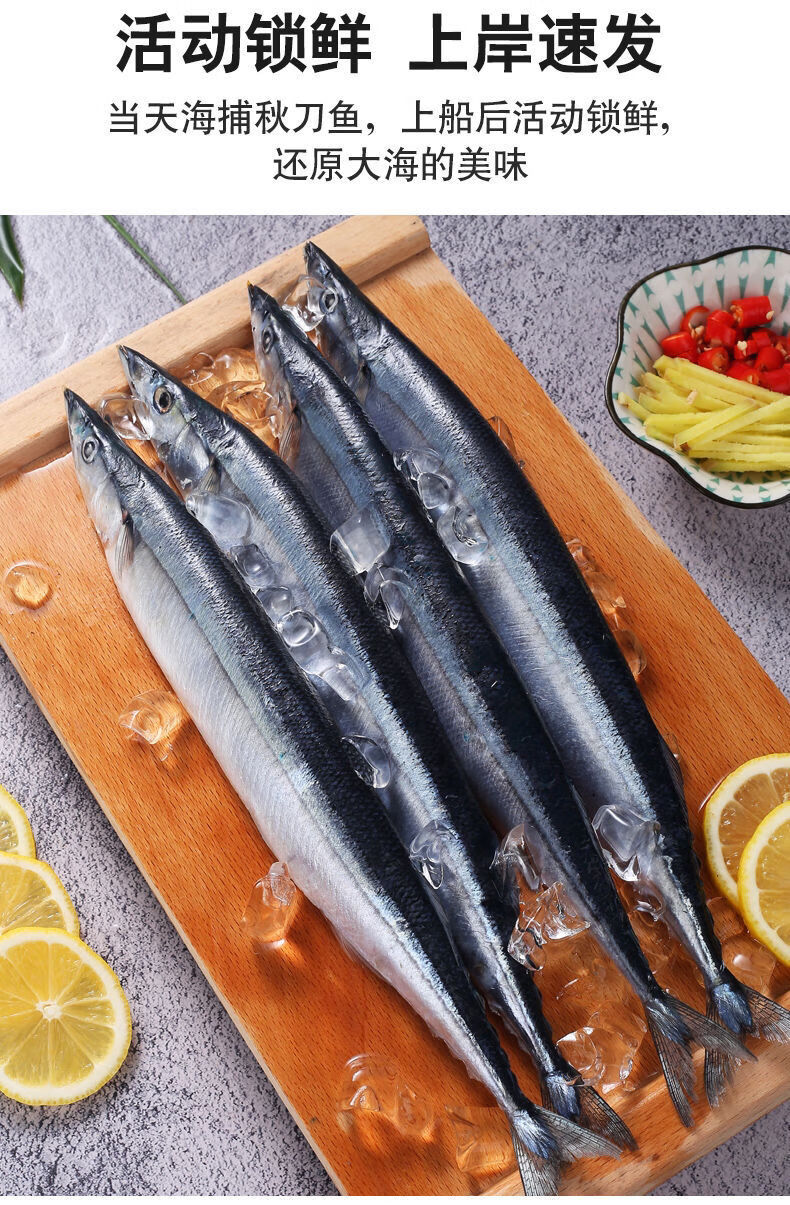 新鲜深海秋刀鱼鲜活冷冻秋刀鱼海鲜烧烤水产整箱80条腾旺纳跃江苏浙江
